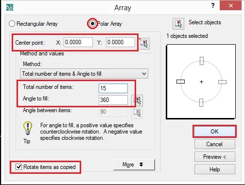 Polar Array settings - Custom LED Layout