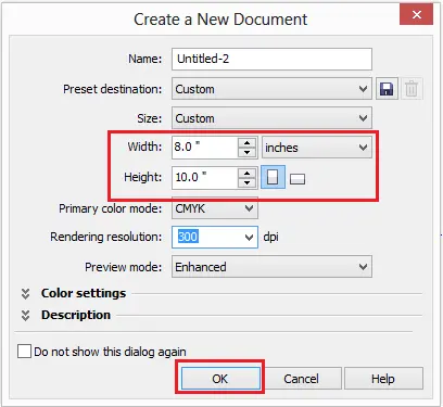 CorelDraw Create a new document window