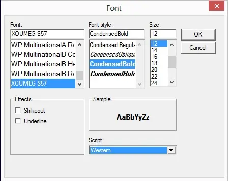 Font settings - LED Text layout