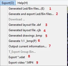 LEDEdit-k software Export options