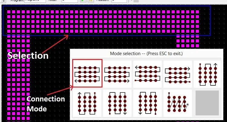 Selecting the sections - LED Layout using LEDEdit-k