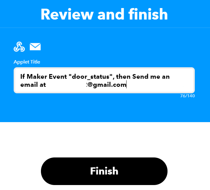 IFTTT Create your applet review and finish