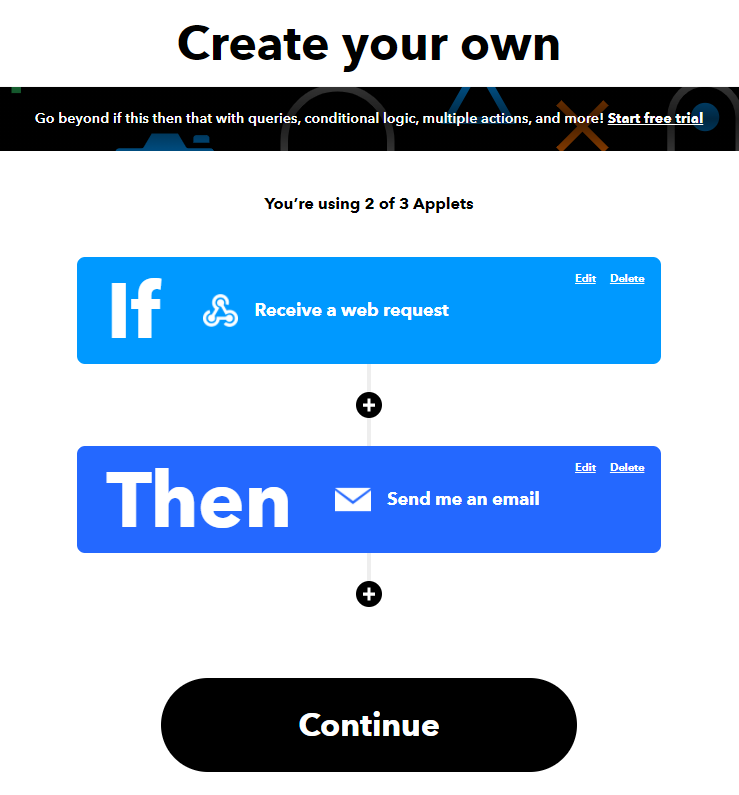 IFTTT Create your applet create your own