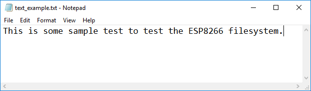 ESP8266 Notepad Test Example File Filesystem fs SPIFFS