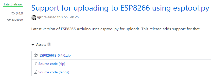 Download ESP8266 SPIFFS Filesystem fs for Arduino IDE