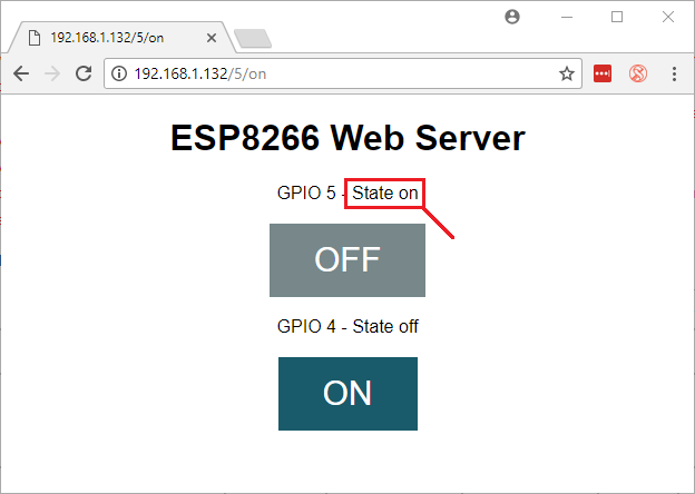 esp8266 an web server state