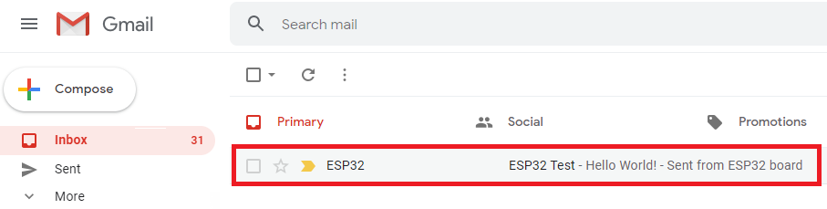 ESP32 SMTP Server Receive Email Test