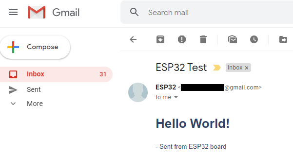 ESP32 SMTP Server Send Email with Body Text format HTML