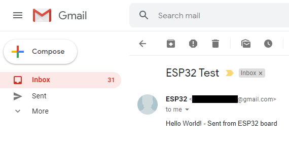 ESP32 SMTP Server Send Email with Body Text only format