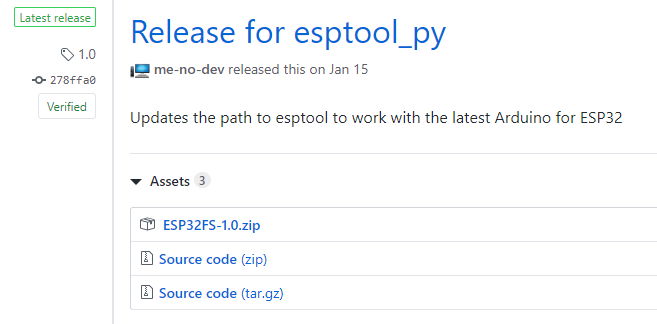 Download ESP32 SPIFFS Filesystem fs for Arduino IDE