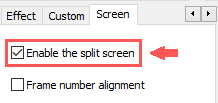 Enable the split screen