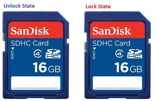 Lock and unlock states of SD card