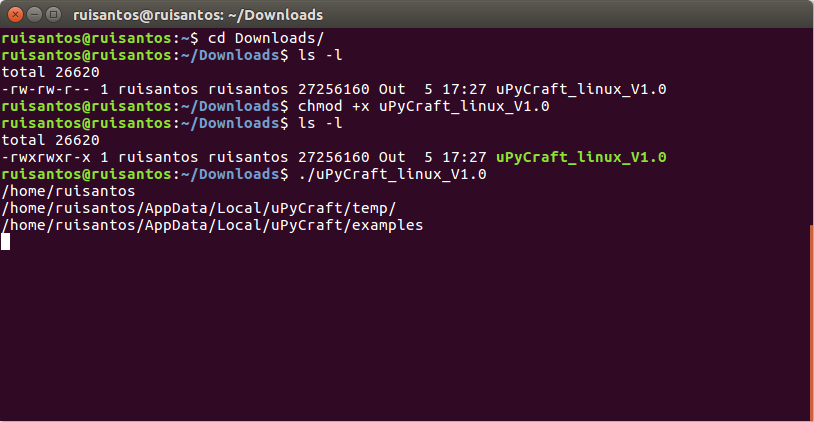 Open uPyCraft IDE Linux Ubuntu