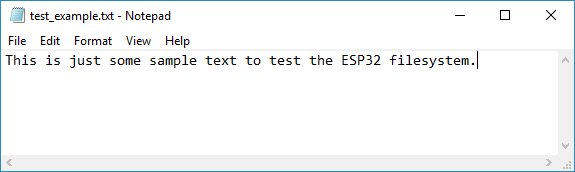 ESP32 Notepad Test Example File Filesystem fs SPIFFS