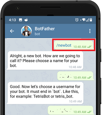 Telegram BotFather Create a New Bot