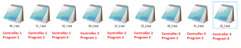 Pixel LED effects file placement for multiple controllers