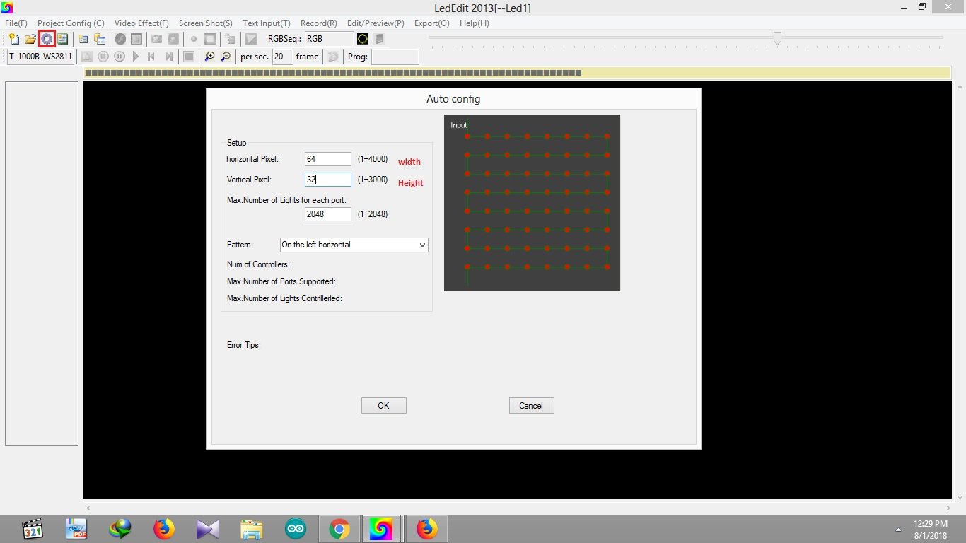 LEDEdit 2014 Auto layout generator window
