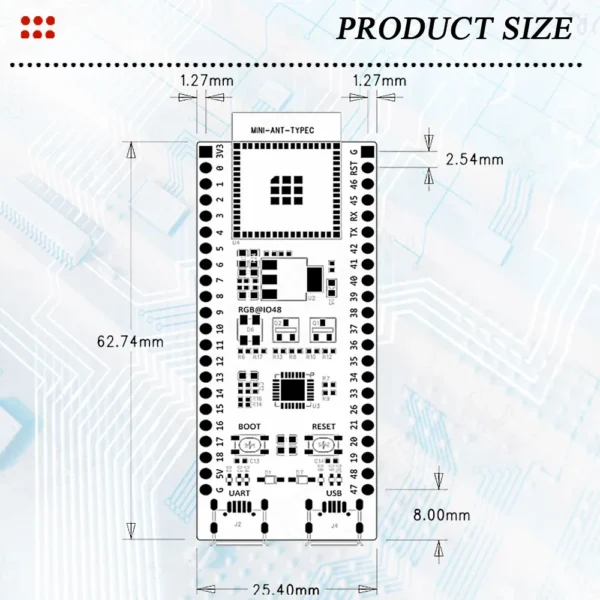 ESP32-S3-DevKitC-1 Development Board BT 2.4G Wifi Module for Arduino 8MB PSRAM 16MB FLASH N16R8 44Pin CP2102 Type-C ESP32 S3