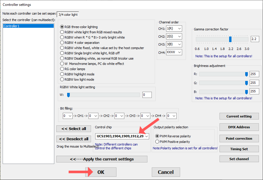 Controller Settings Window