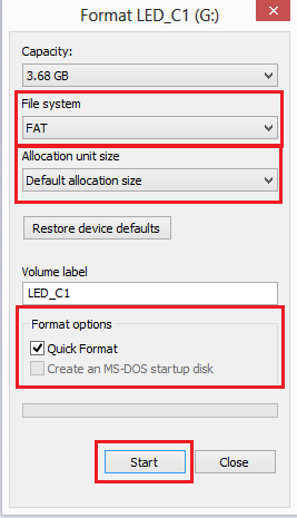 Formatting the SD card