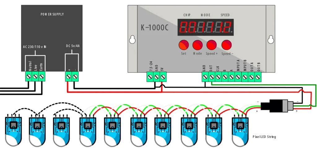 K-1000C pixel LED Controller wiring diagram