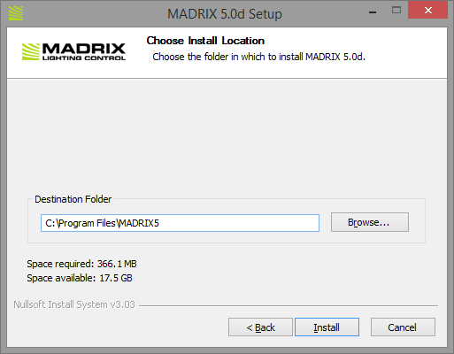 Installation Of The MADRIX Software 3 choose location