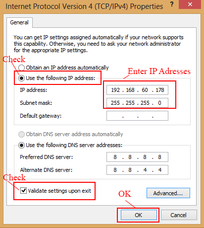 T-300K LED Controller Online Tutorial 4 IPv4 Properties window