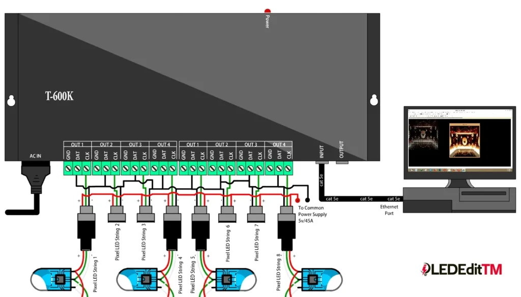 T-600K LED Controller - Single controller with 3 wire LED strings