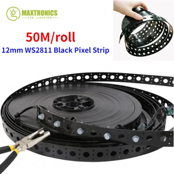Best 1000pcs WS2811 12mm Full Color LED Module Pixel Light IP68 DC5V Waterproof And 50M Diy Black Band Flexible Tape Or Full Kit