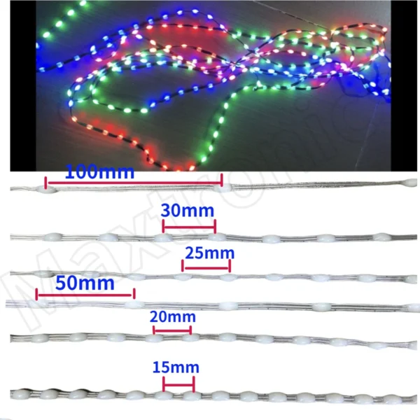 1000-3000pcs WS2811 LED Pebble Pixel String Light GRB Addressable Full Color IP67 DC5V 15/20/25/30mm/50mm/100mm Pitch Fairy Lamp