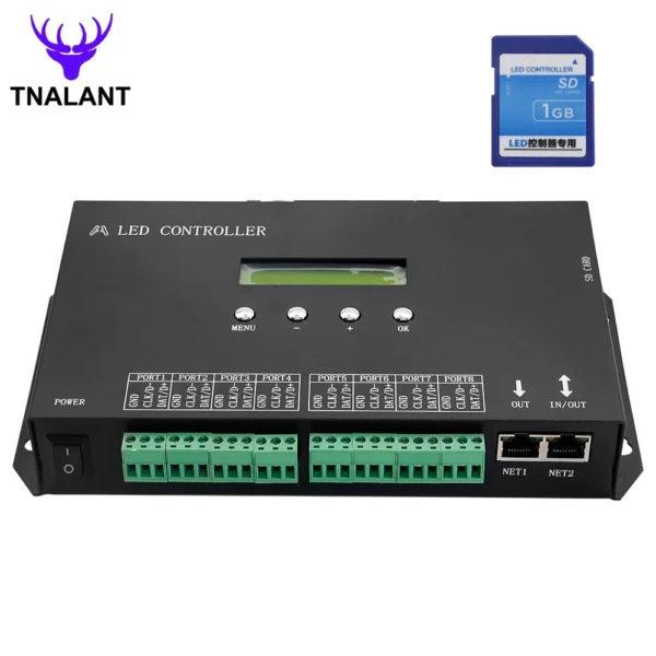 kf-S35b8fbd456254a05af786a0fba4b700eQ H807SA H807SB Wifi 8/4 Ports DMX/Artnet to SPI LED Pixel Controller With SD Card For WS2811 WS2812 WS2812b WS2815 Led Strip Light