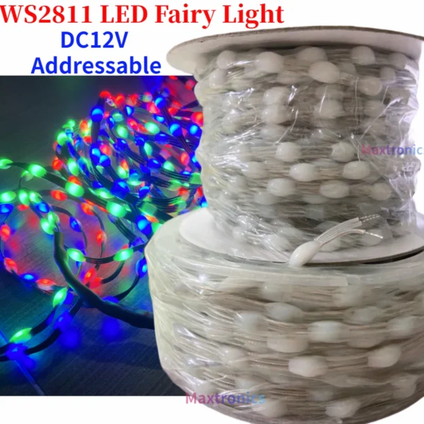 1000-3000PCS Smart WS2811 LED Strip Light RGB Addressable DC12V 15/20/25/30/50/100mm Spacing Full Color IP67 for Christmas Decor