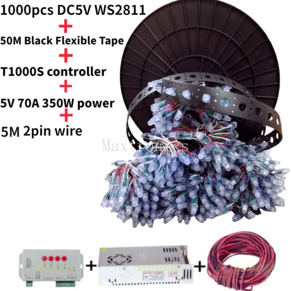 kf-S91d76d30ebe24a6a95894f28f6b57cffz Best 1000pcs WS2811 12mm Full Color LED Module Pixel Light IP68 DC5V Waterproof And 50M Diy Black Band Flexible Tape Or Full Kit