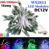 500-1000pcs DC12V 12mm WS2811 LED Module Pixel Light 13.5mm Connector IP68 18AWG White Wire RGB Full-Color Festival Decor Lamps