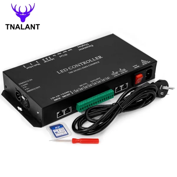 T8K Music DMX Console SPI-TTL Led Strip Light Controller 8 Channels Port With Mic in/Aux in For WS2811 WS2812B WS2813 WS2815