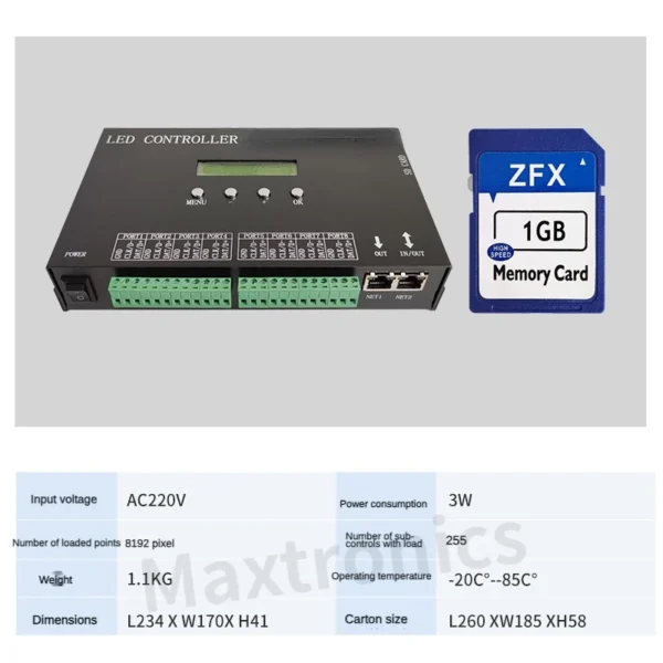 NEW H807SA Controller Madrix 8 Port Artnet To SPI Pixel Controller MAX 8192 pixel For WS2811 WS2812 WS2812b WS2815 Led Strip Light