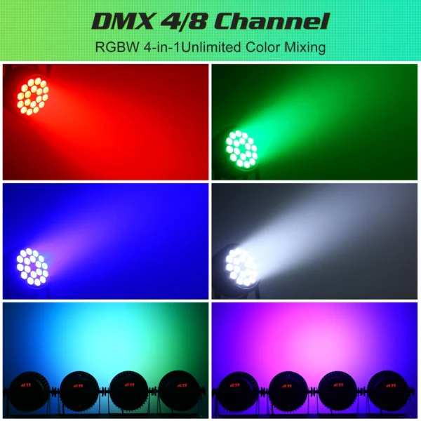 kf-S07996235c05a471ba39a1ddeb0807f31s U'King 4PCS 200W LED Par Light DMX512 18x8W RGBW LED Wash Light Effect Flat Light for DJ Disco Party Club Wedding Stage Light