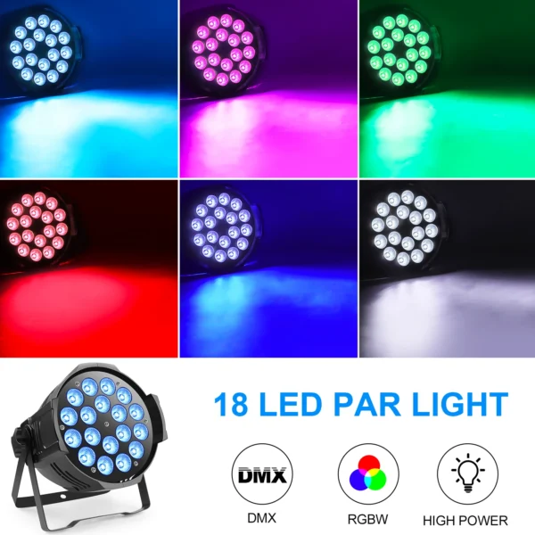 kf-S0813f07629394a17b3c24e1146cf51e1E U'King 4PCS 200W 18 LED Par Light 4in1 18x8W RGBW Stage Light DMX 512 Control 4/8CH Flat Lighting Christmas DJ Party Disco Lamp