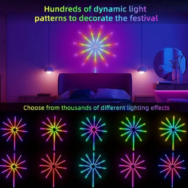 APP Smart Control IC LED RGB Firework Light 10pc*50cm+1pc 1m USB Power Music Synch 180 LED Light For Wall Christmas Decoration