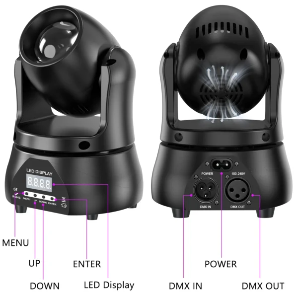 U'King 40W Beam Moving Head Light DMX512 RGBW Stage Light for DJ Concert Party Wedding Nightclub Professional Effect Lighting