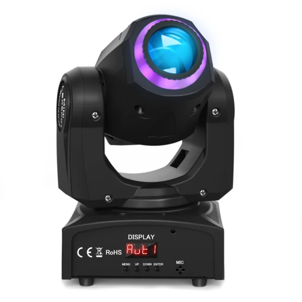 kf-S97fb070a335847c683aab0f86f76115eP U'King 120W LED Beam Moving Head Light RGB Color Mixing 8 Patterns DMX Effect Light Rotating Stage Light for DJ Show Party KTV