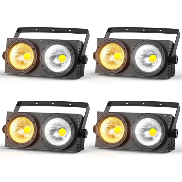 kf-Sa052da0bc9084daba9f068e73b466b56U U'King 4PCS 200W COB Par Light 2x100W Blinder Lighting 2 Eyes LED 2IN1 COB Cool Warm White Lighting Party Bar DMX Stage Lighting