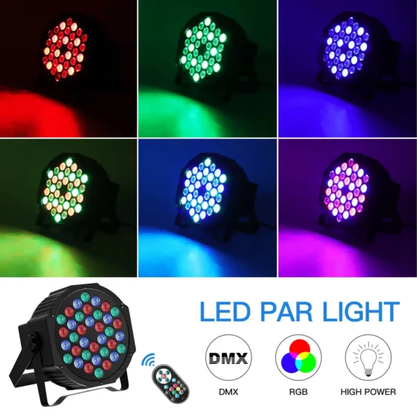 U'King 2PCS Party Light Par Light 36 LEDs RGB DMX Stage Effect Lighting Stage Flat Par Lighting DJ Lights Disco Lights Wedding