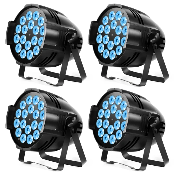 kf-Scef64ff65ef941d9b290193db3390a12x U'King 4PCS 200W 18 LED Par Light 4in1 18x8W RGBW Stage Light DMX 512 Control 4/8CH Flat Lighting Christmas DJ Party Disco Lamp