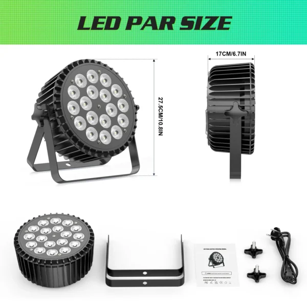 kf-Sf36d432f8f6643ac824698102ca8ad94T U'King 4PCS 200W LED Par Light DMX512 18x8W RGBW LED Wash Light Effect Flat Light for DJ Disco Party Club Wedding Stage Light