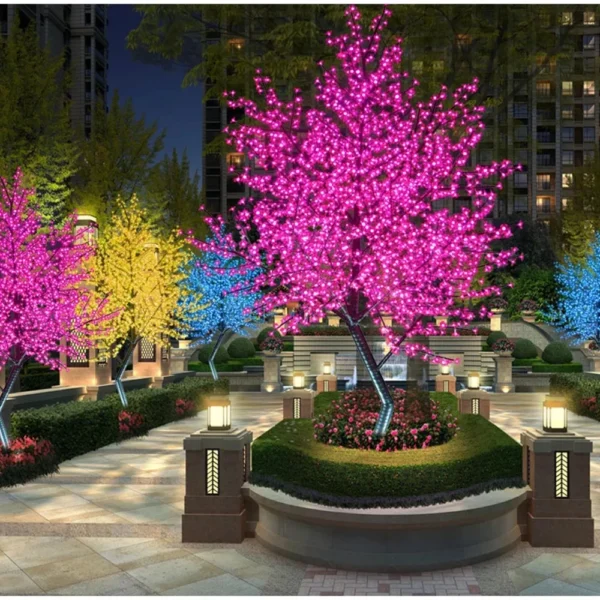 Waterproof Artificial LED Cherry Tree Night Light 1.5M-3M New Year Christmas Wedding Garden Decoration Light