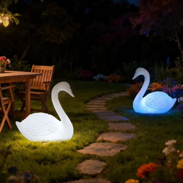 kf-S0c24a4103b90483da0230262e3dfac73I New Rechargeable Led Swan Colorful Outdoor Courtyard Decoration Light Waterproof Garden LED Patio Walkway Light Landscape Lamp