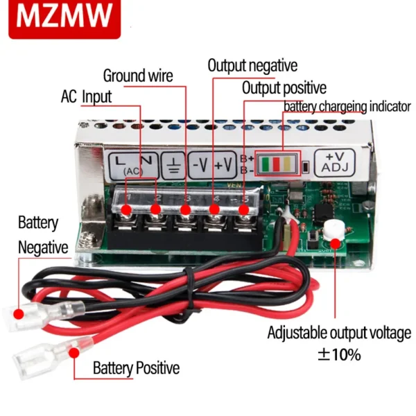 MZMW UPS/Charge Function Switching Power Supply SC-35W 60W 120W 180W 12V 24V Monitor 110/220v AC/DC Battery Charge SC-120-12V