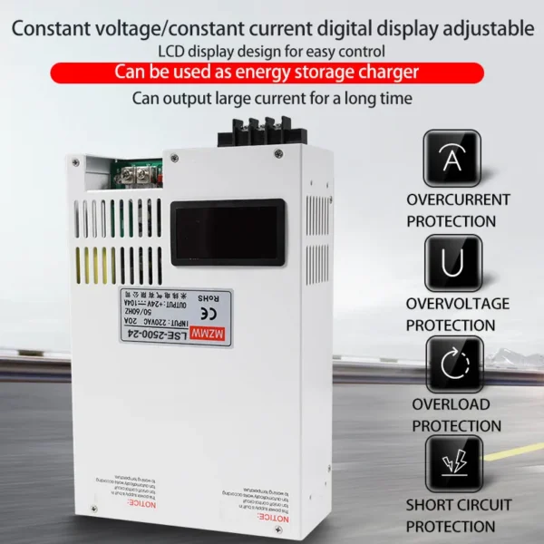 MZMW Adjustable Switching Power Supply Digital Display 2500W AC/DC CC/CV 0-12V 24V 36V 48V 60V 72V 80V 110V 220V Industrial SMPS