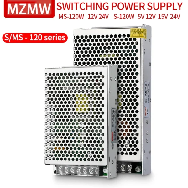 MZMW MS120 S120 Series Switching Power Supply 120W 5V 12V 15V 24V 36V 48v AC/DC Single Output Transformer Power Adapter SMPS